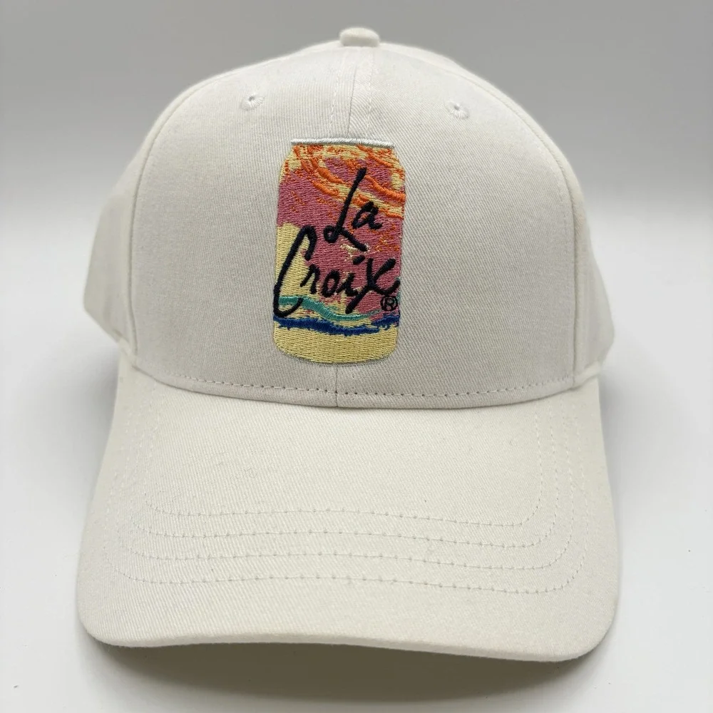 La Croix Hat Cap Strap Back One Size White Can Embroidered #LiveLaCroix NEW